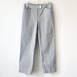 Jones New York Signature Cotton Black White Stripe Stretch Dress Casual Pants 4P